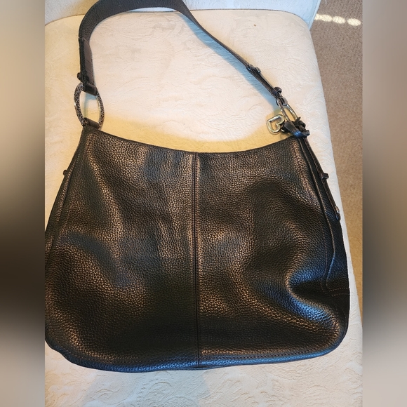 BRIGHTON BLACK LEATHER SHOULDER BAG, LIKE NEW - Picture 2 of 6